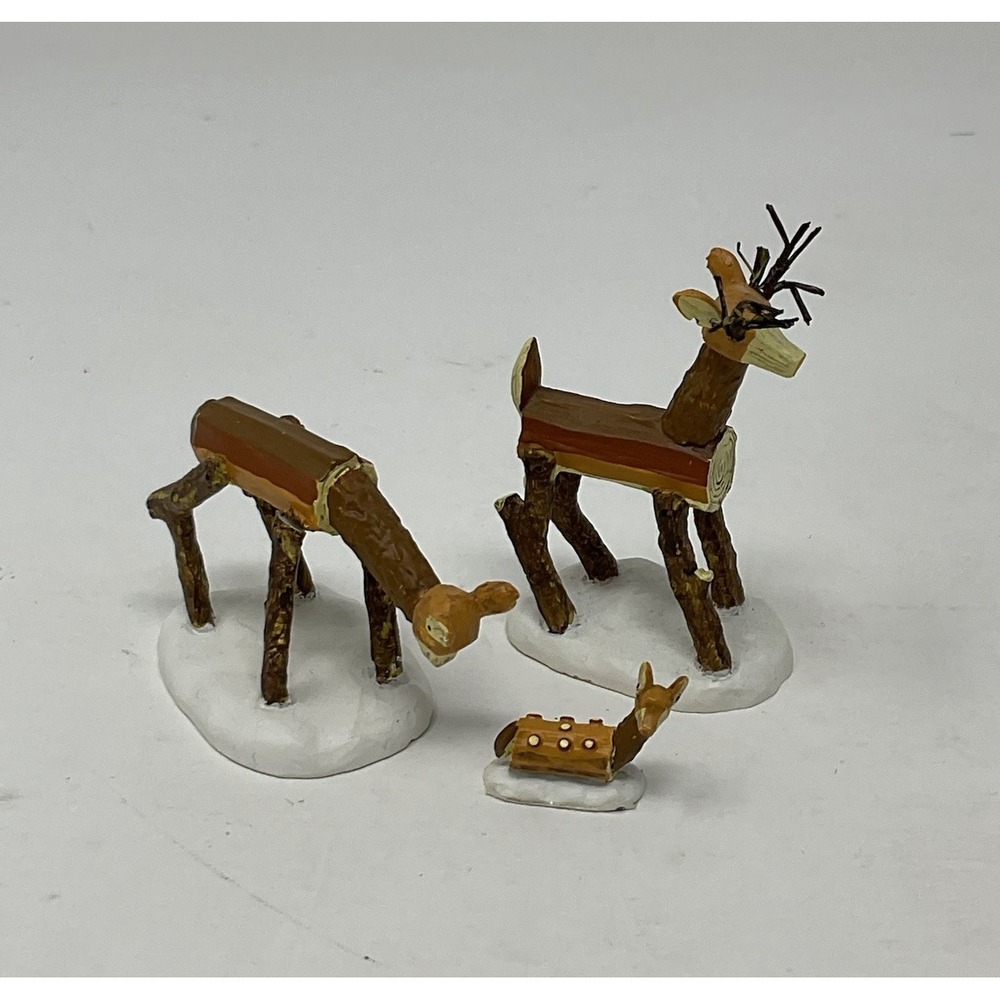 Dept 56 Village Accessories Wooden Deer Family Set Of 3 Christmas 4020253